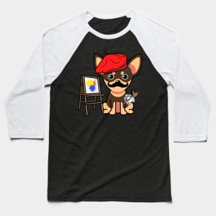 Cute Small dog is a painter Baseball T-Shirt